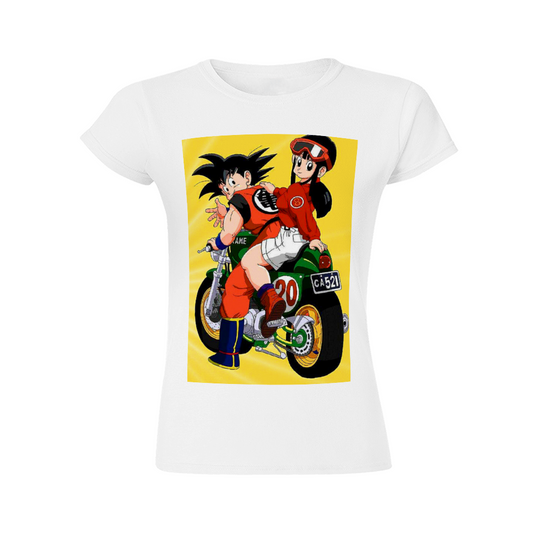 camiseta-dragon-ball-mujer-goku-y-chi-chi-moto